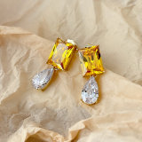 Yellow Zircon Water Drop Earrings