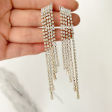 Fashion Long Zircon Tassel Earrings