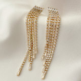 Fashion Long Zircon Tassel Earrings