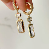 Clear Long Square Drop Earrings