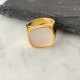 18K Gold Plated Adjustable Square Mop Ring