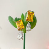 Yellow Zircon Water Drop Earrings