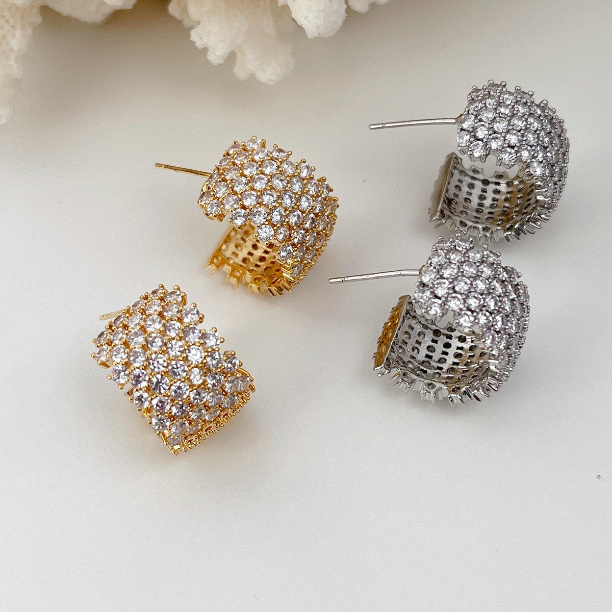 Half Moon Zircon Earrings CMEADL-2446972