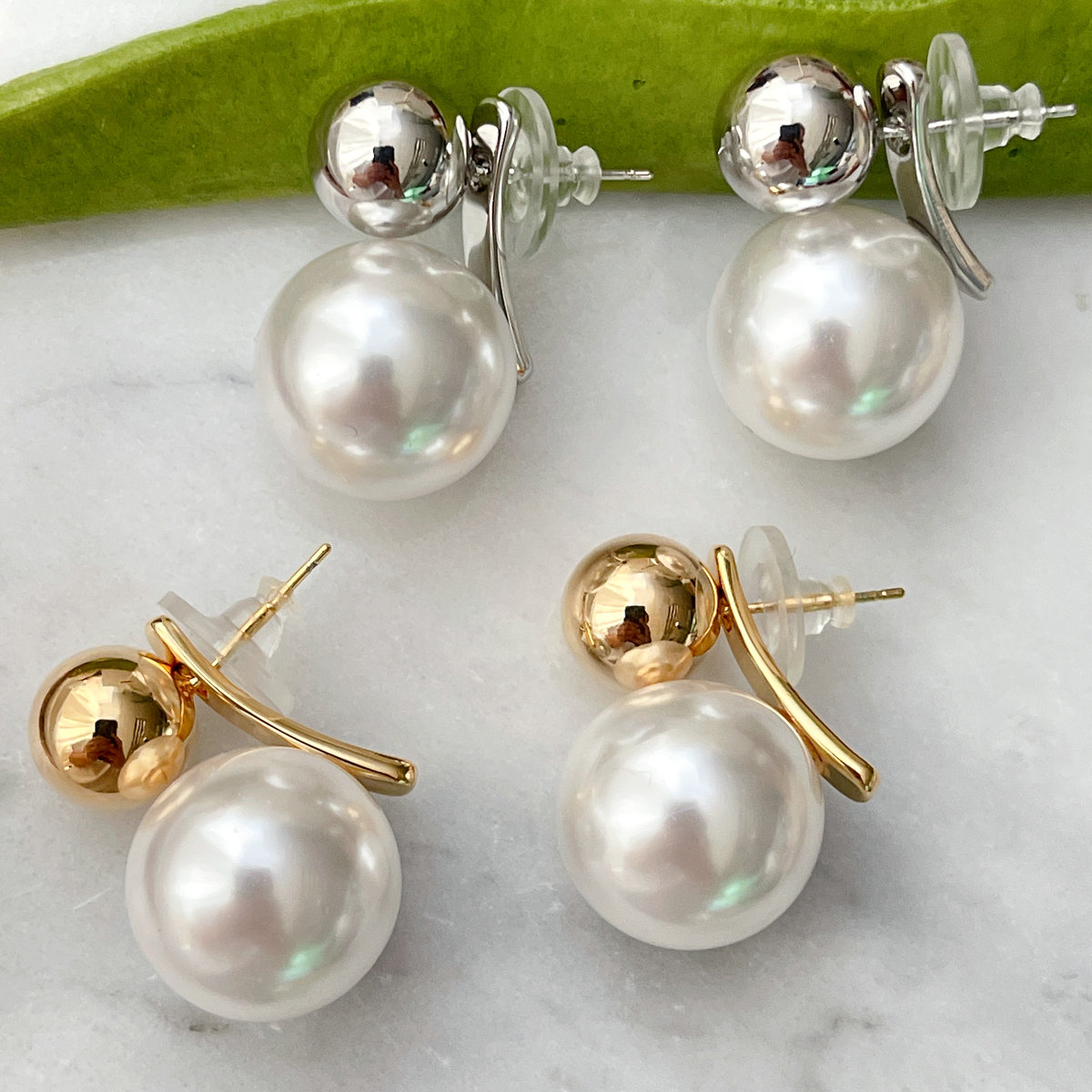 Gold Pearl Ball Earrings CMEADL-2446913