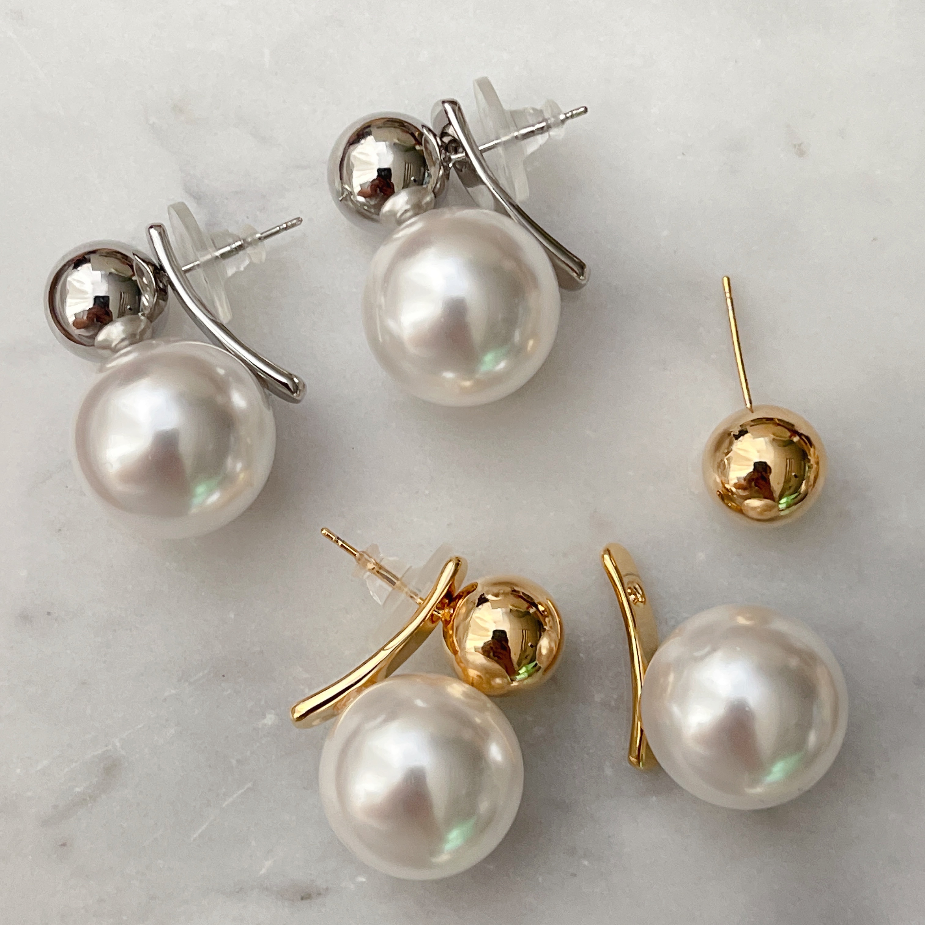 Gold Pearl Ball Earrings CMEADL-2446913