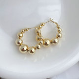 Gold Ball Hoop Earrings