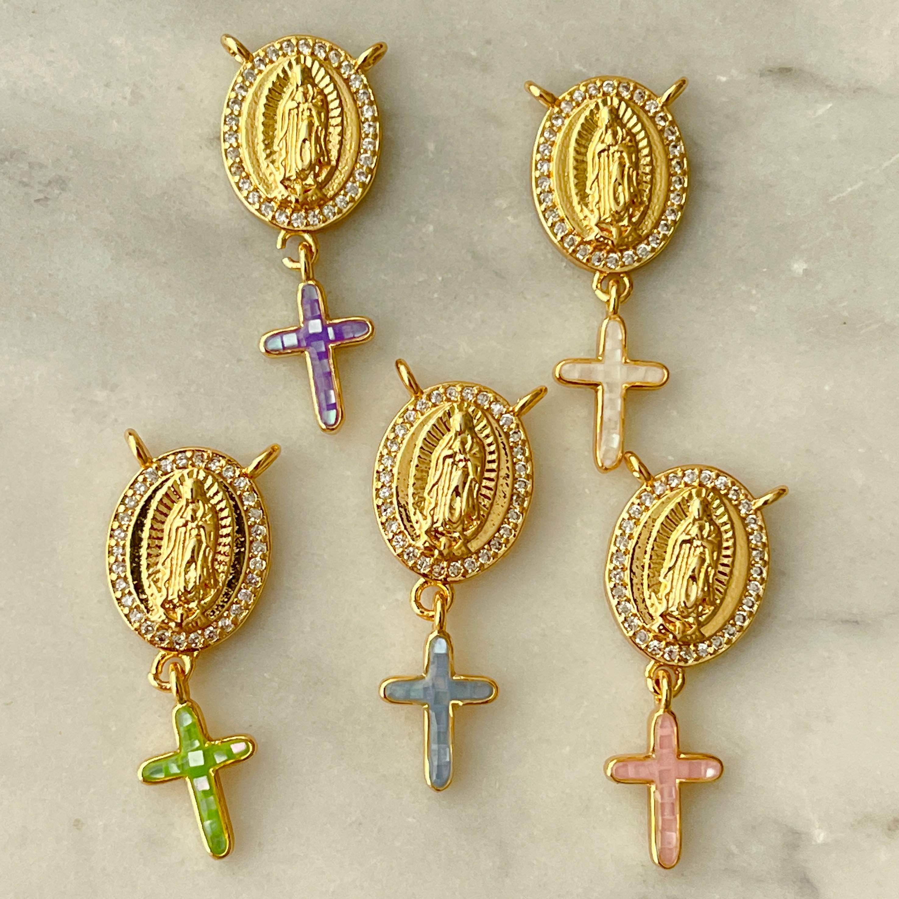 Virgin Mary Pendant With Cross Charm