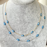 Stainless Steel Blue Eye Thin Chain Necklace