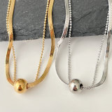 Stainless Steel Two Chain Ball Necklace