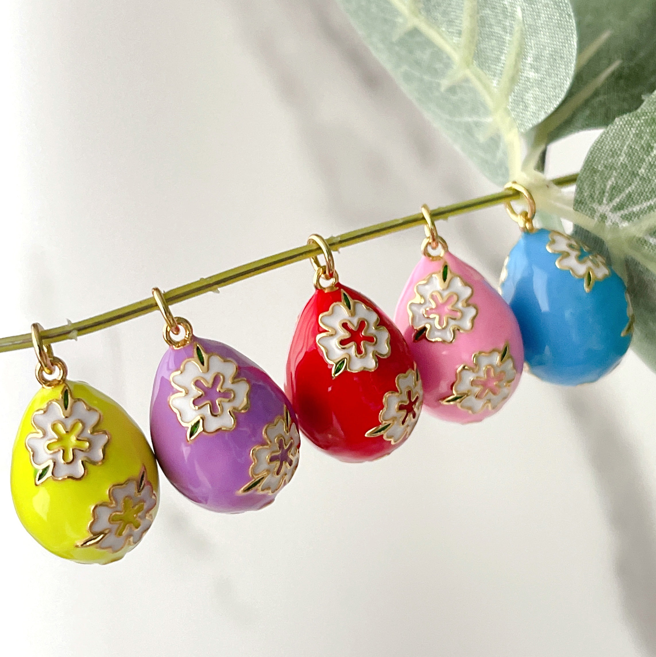 Flower Enamel Water  Drop Pendant