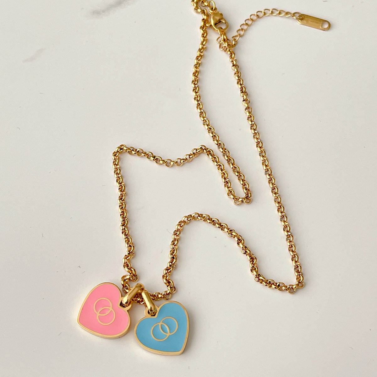 Stainless Steel Colorful Channel Charm Necklace