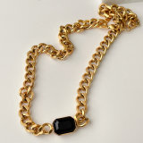 Stainless Steel Square Colored Cuban Necklace