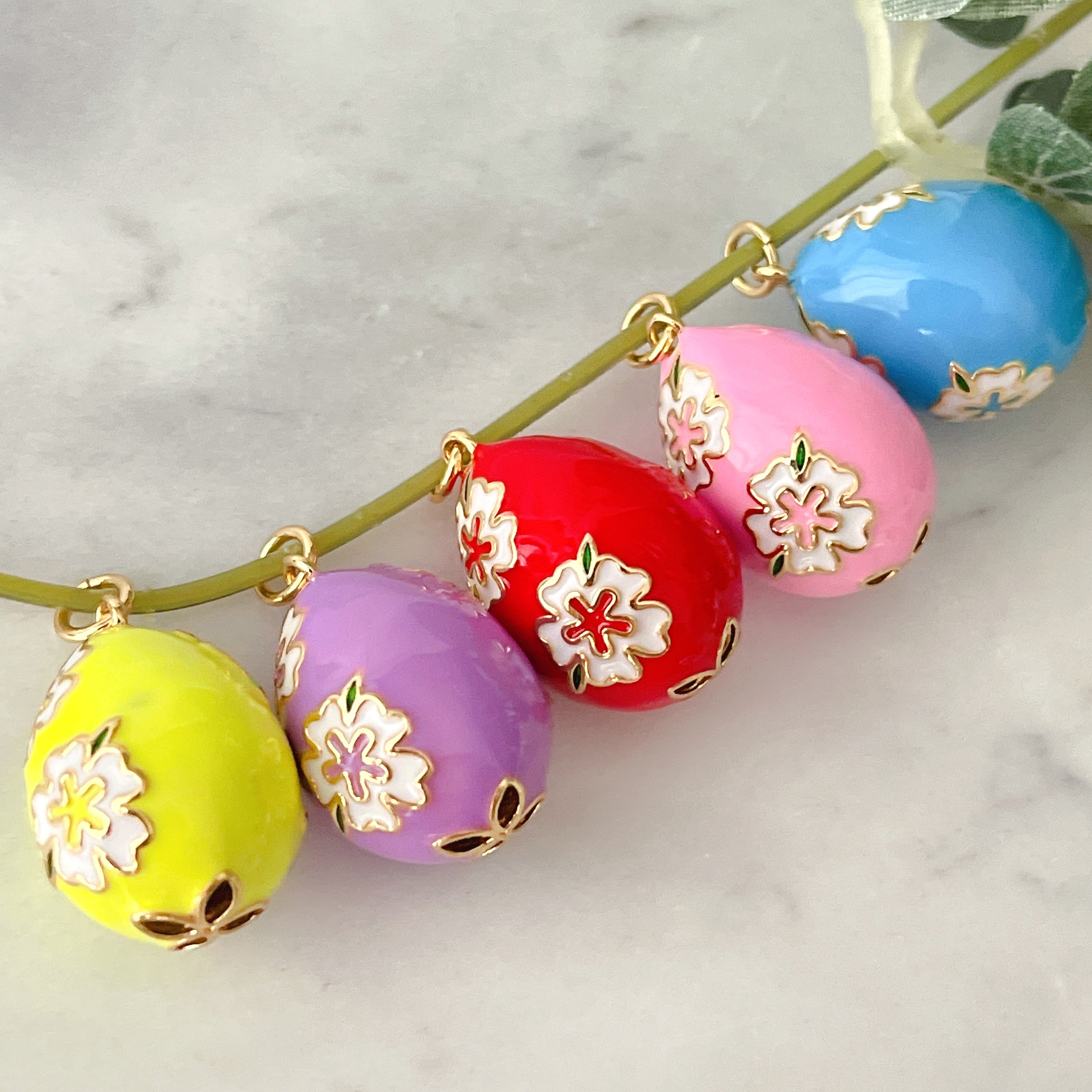Flower Enamel Water  Drop Pendant