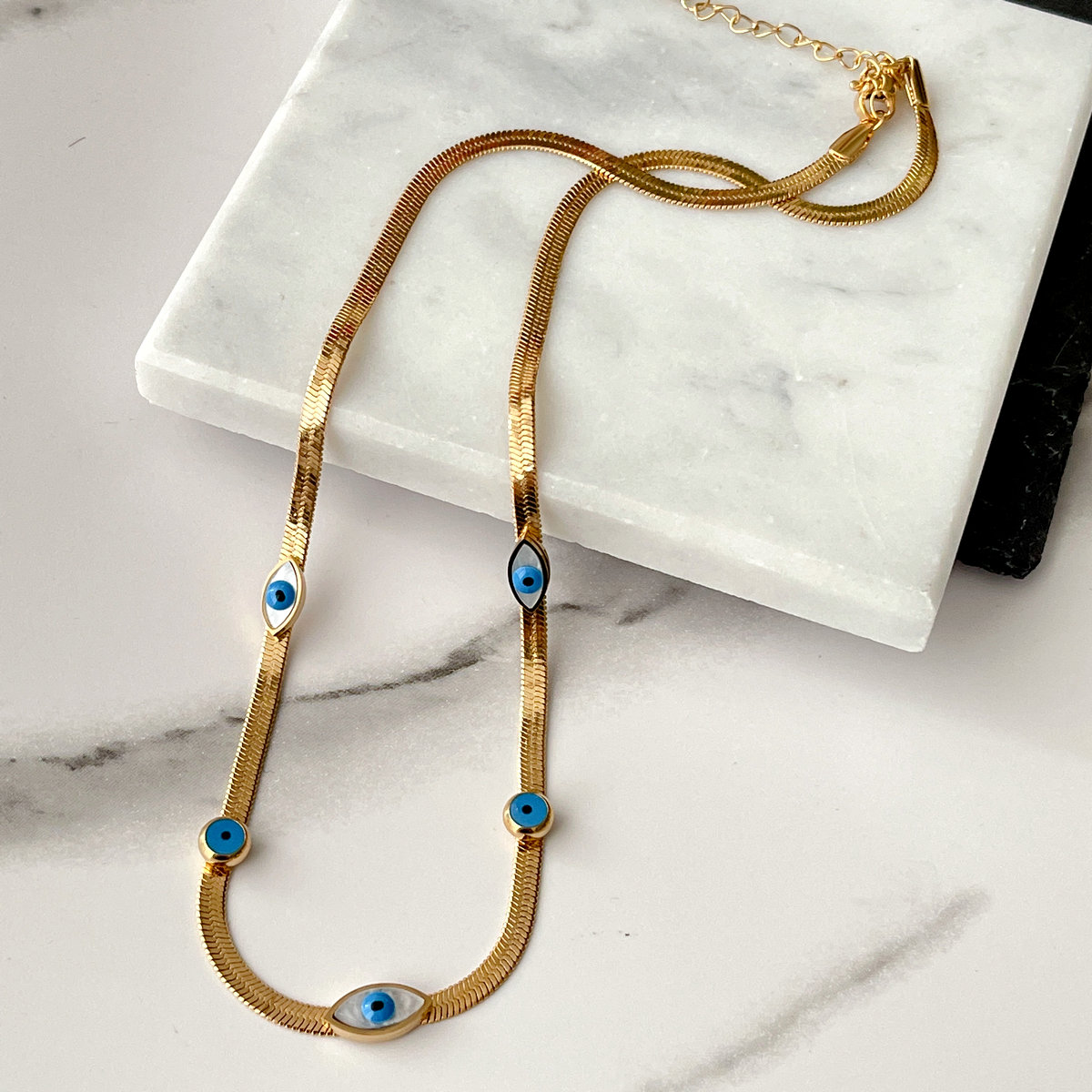 Stainless Steel Eye Herringbone Necklace