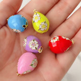 Flower Enamel Water  Drop Pendant