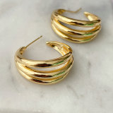 Gold Metal Fan Shaped Earrings