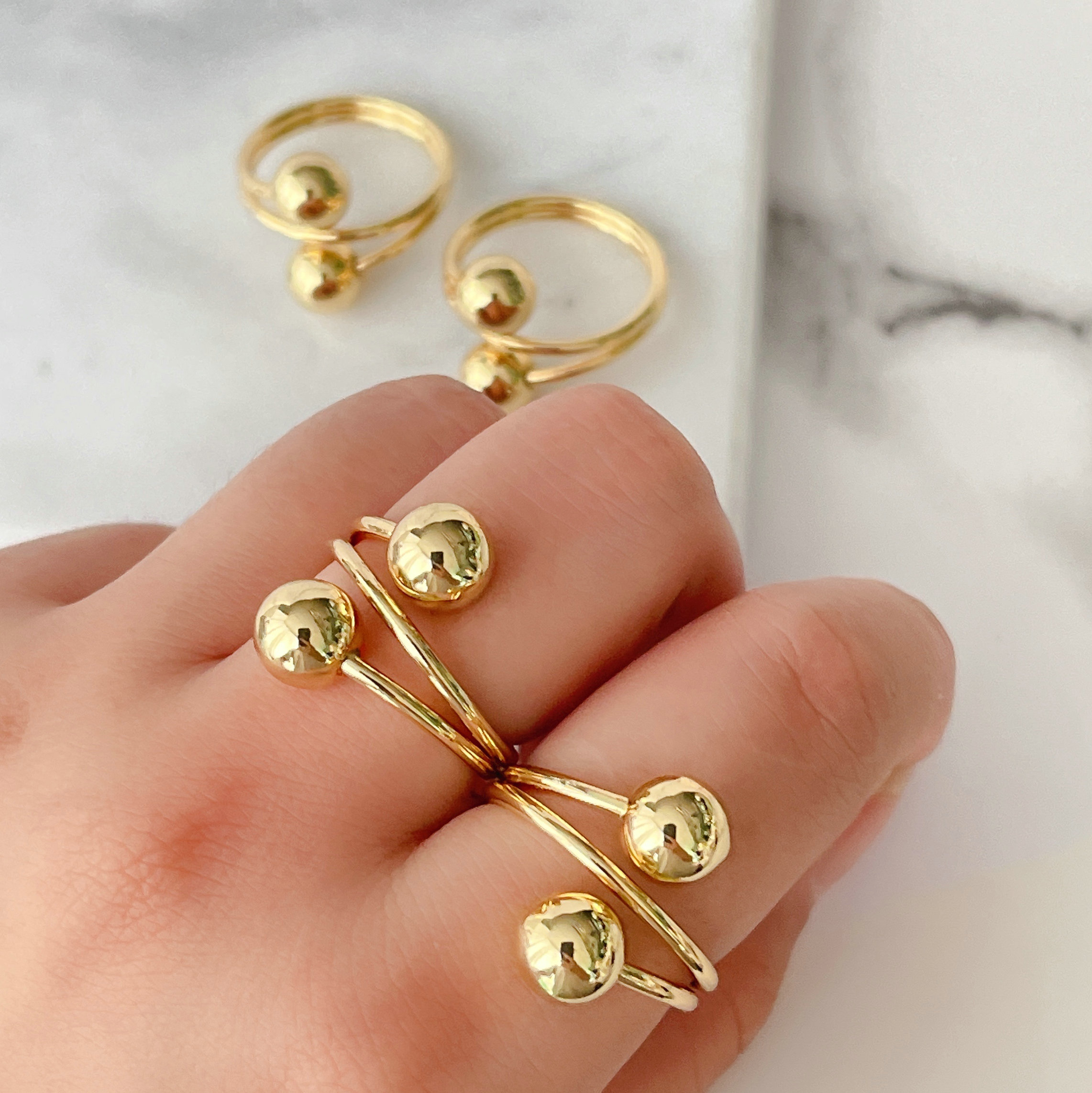 Gold Ball Adjustable Ring