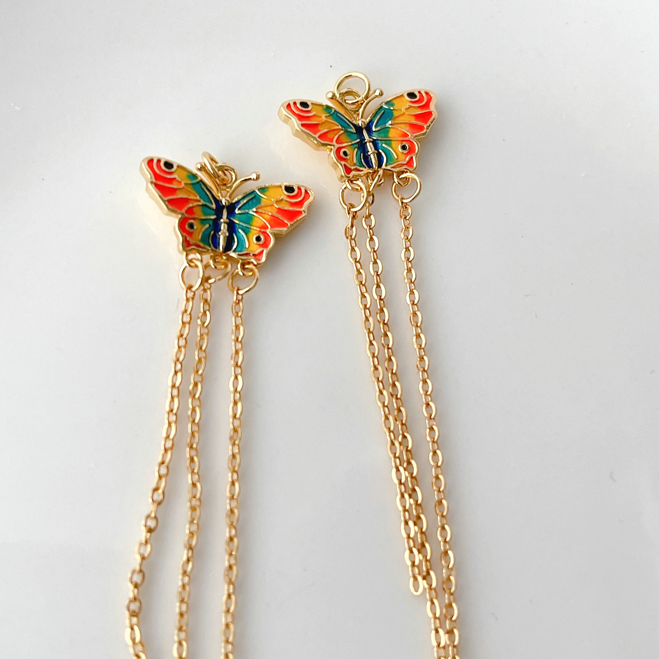 Colorful Butterfly Charm With Chain Tassel