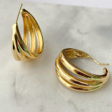 Gold Metal Fan Shaped Earrings