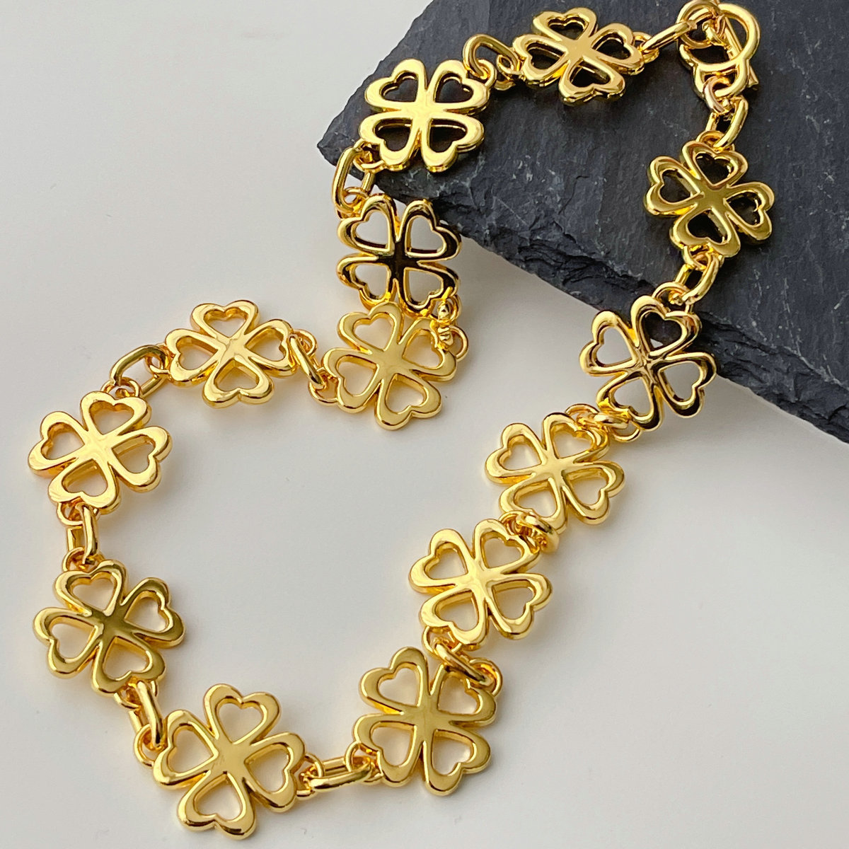 18K Gold Plated High Quality Flower Chain Necklace 16inch