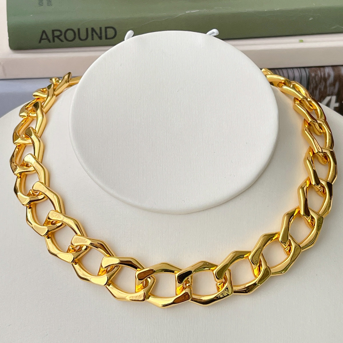 18K Gold Plated High Quality Chunky Chain Necklace 16inch