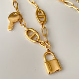 Stainless Steel Coffe Bean Chain With Lock Pendant