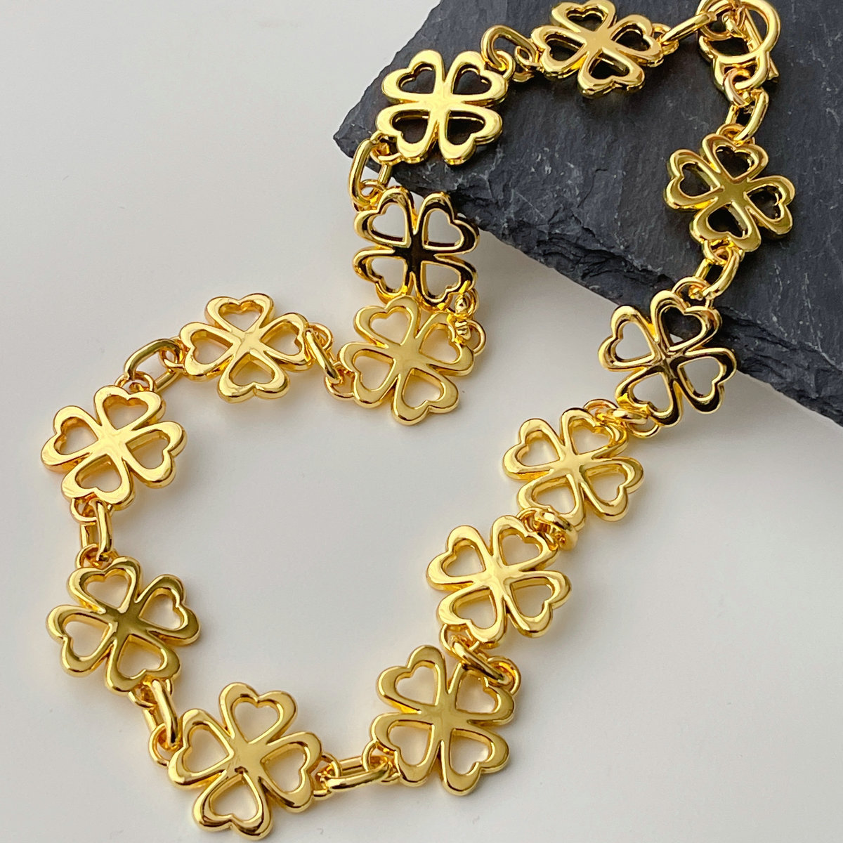 18K Gold Plated High Quality Flower Chain Necklace 16inch