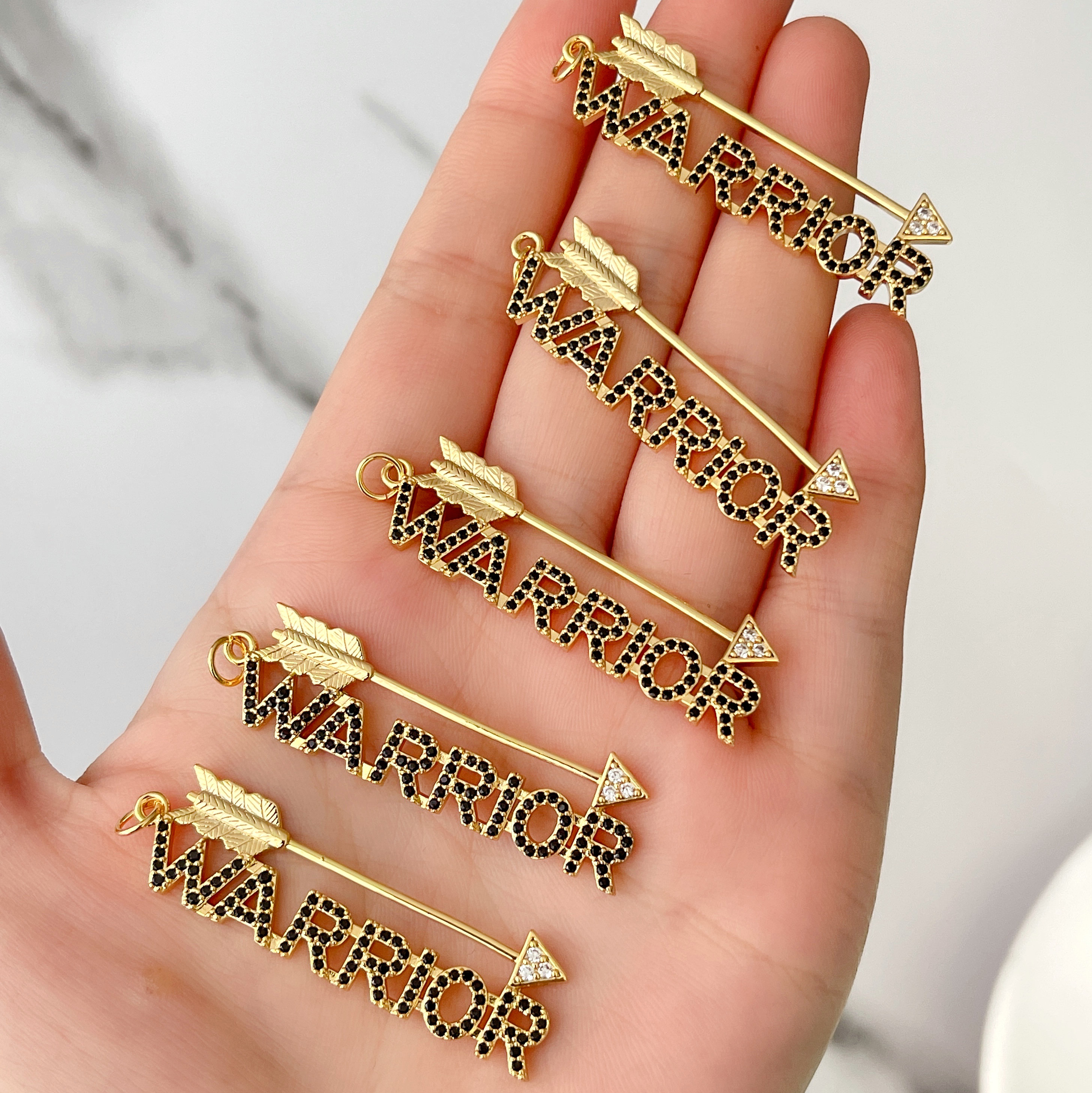 Black “Warrior” Words Pendant