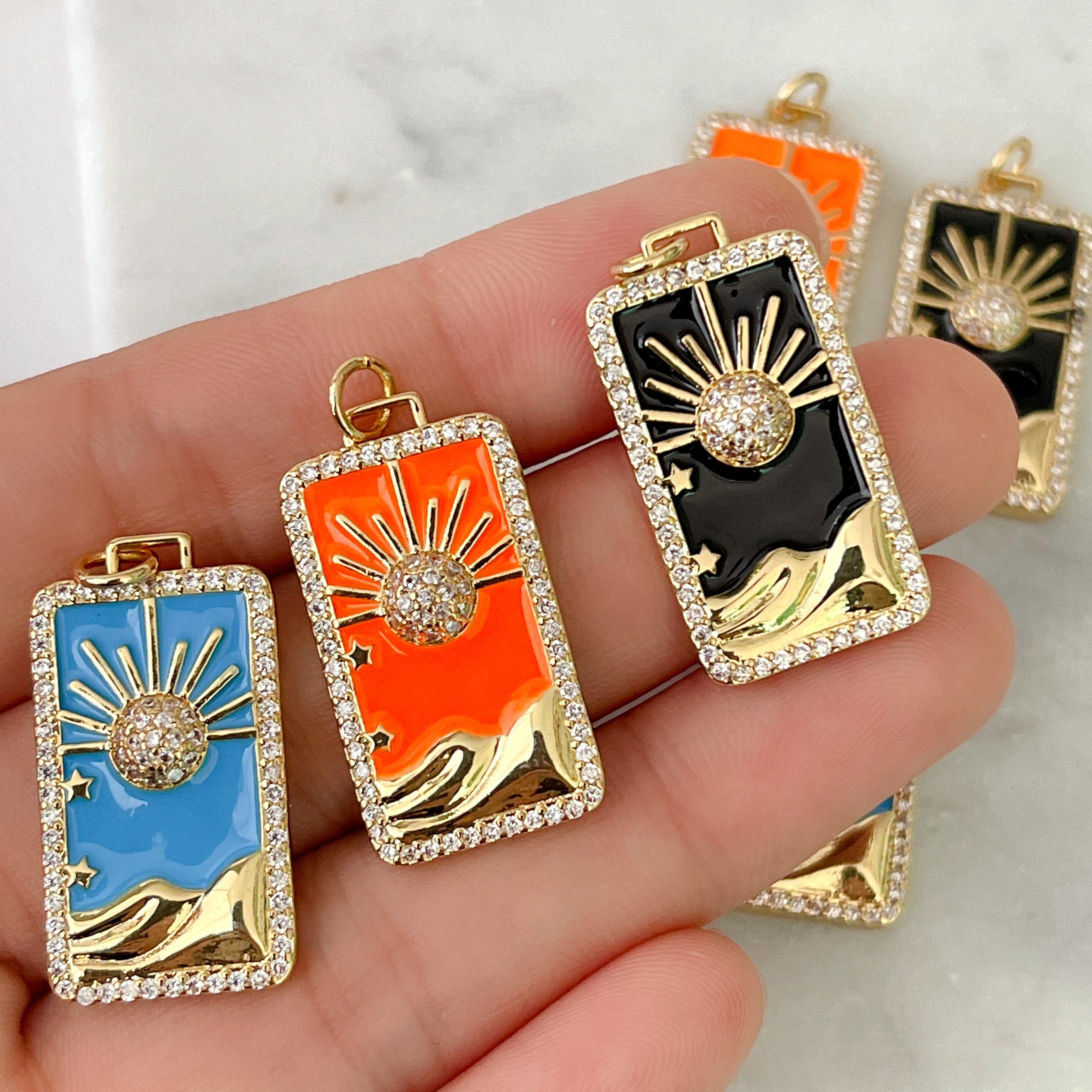 Enamel Sun Tag Pendant
