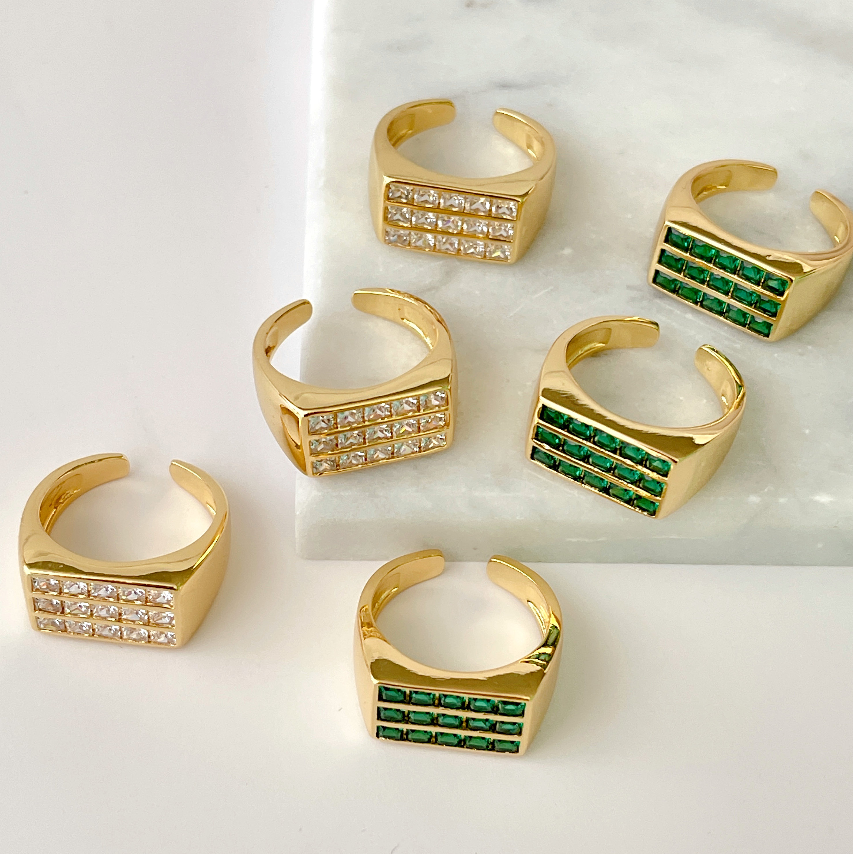 Pave Zircon Elongatedl Adjustable Ring