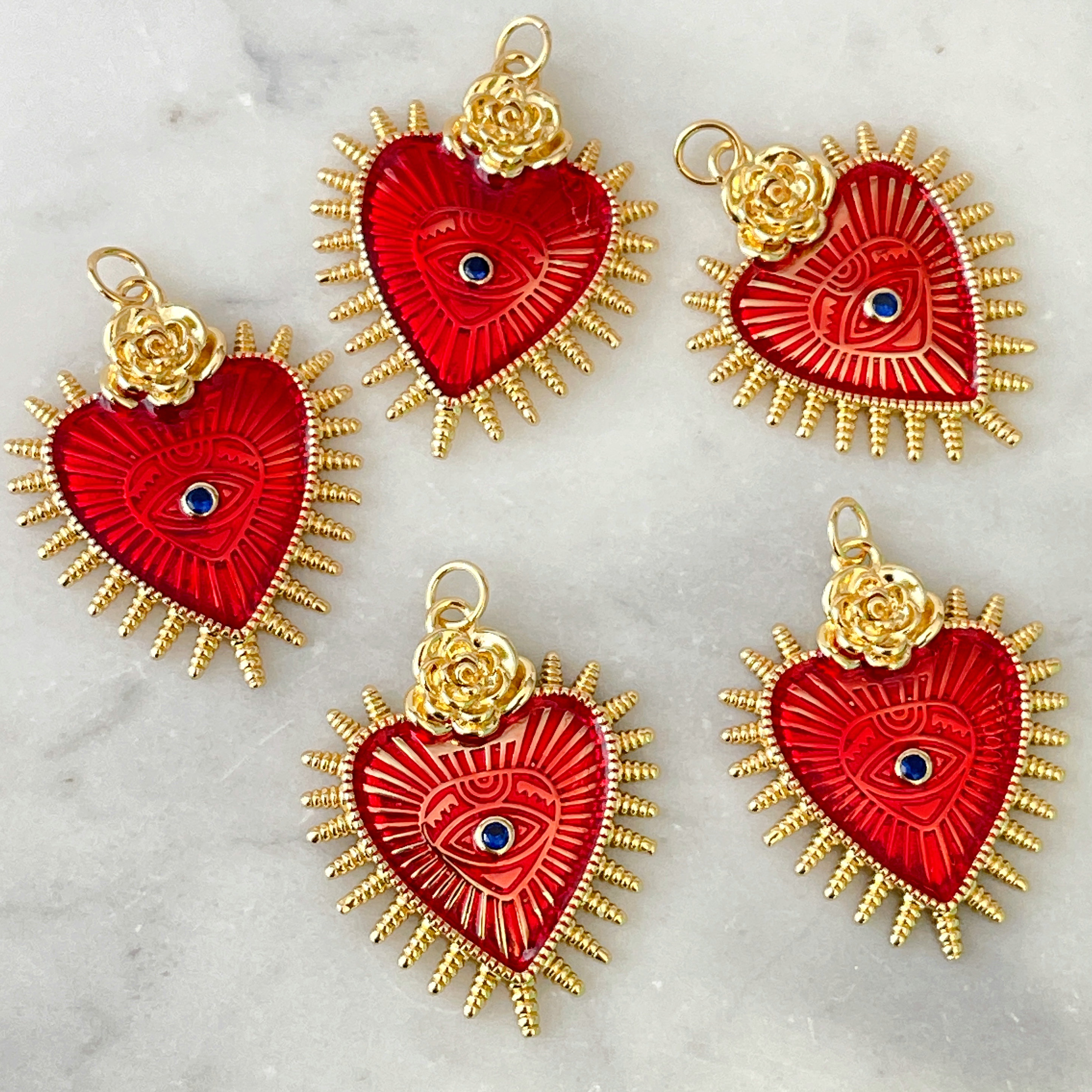 Red Enamel Heart Charm
