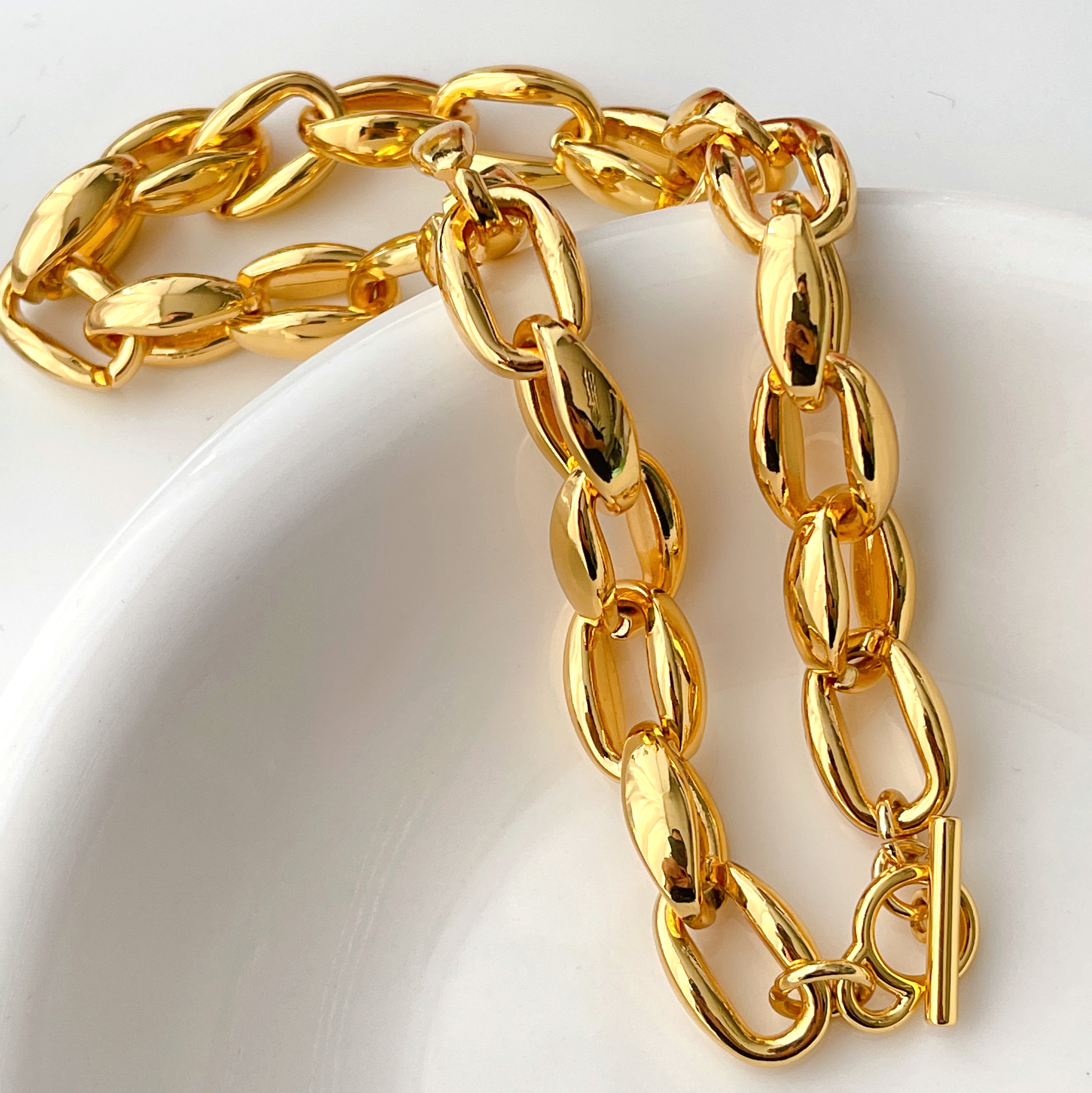 18K Gold Plated High Quality Chunky Chain Necklace 16inch