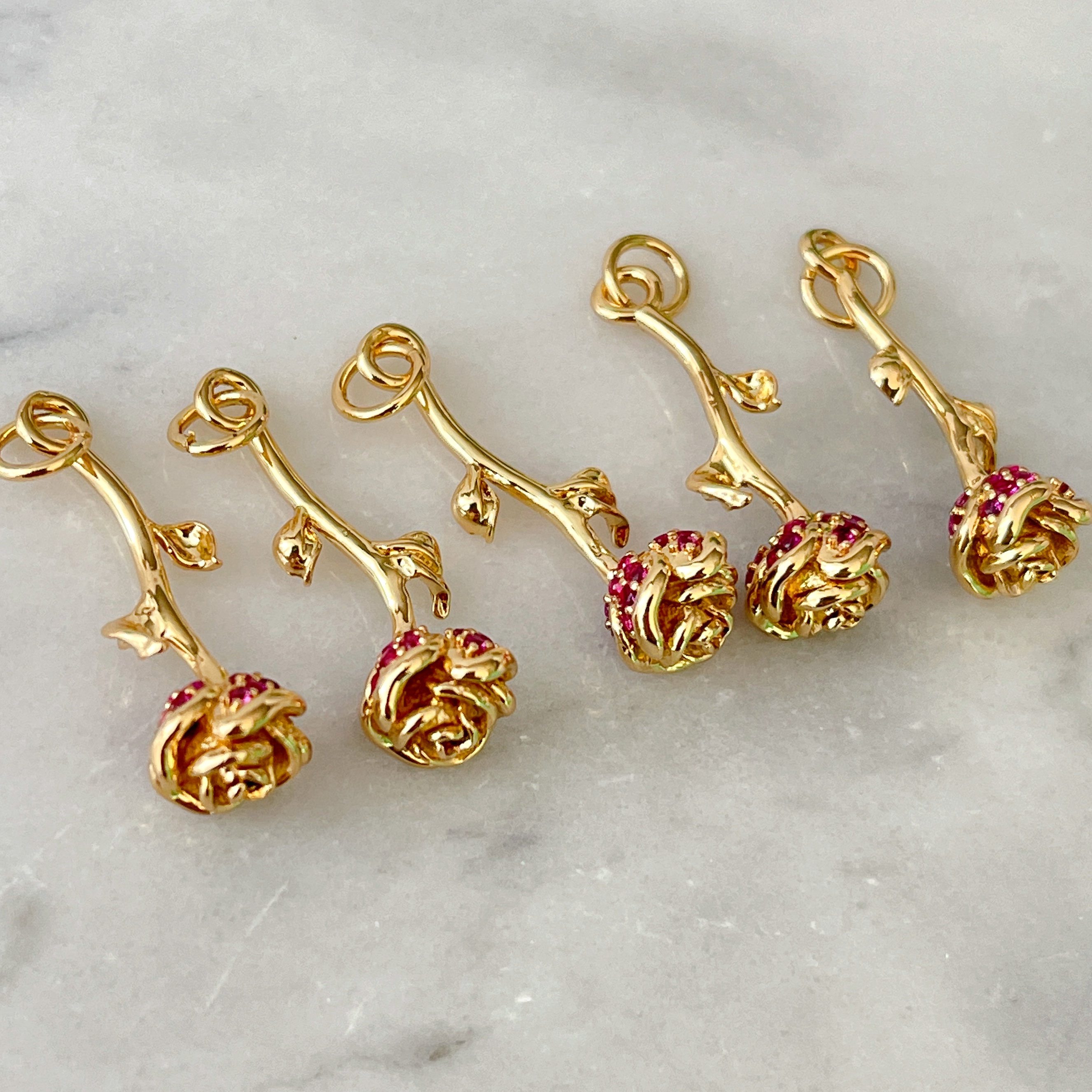 Red Rose Flower Charm