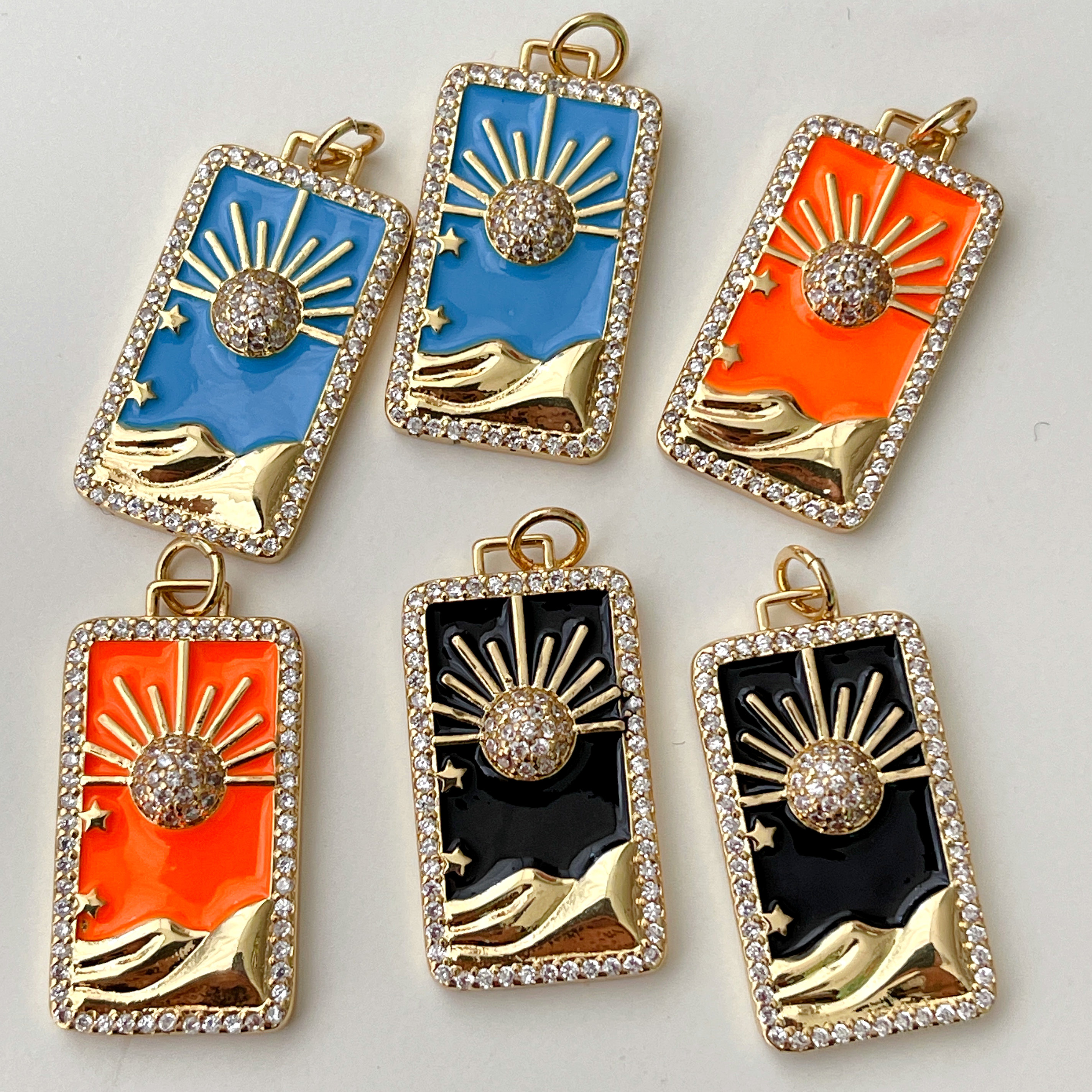 Enamel Sun Tag Pendant