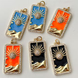 Enamel Sun Tag Pendant