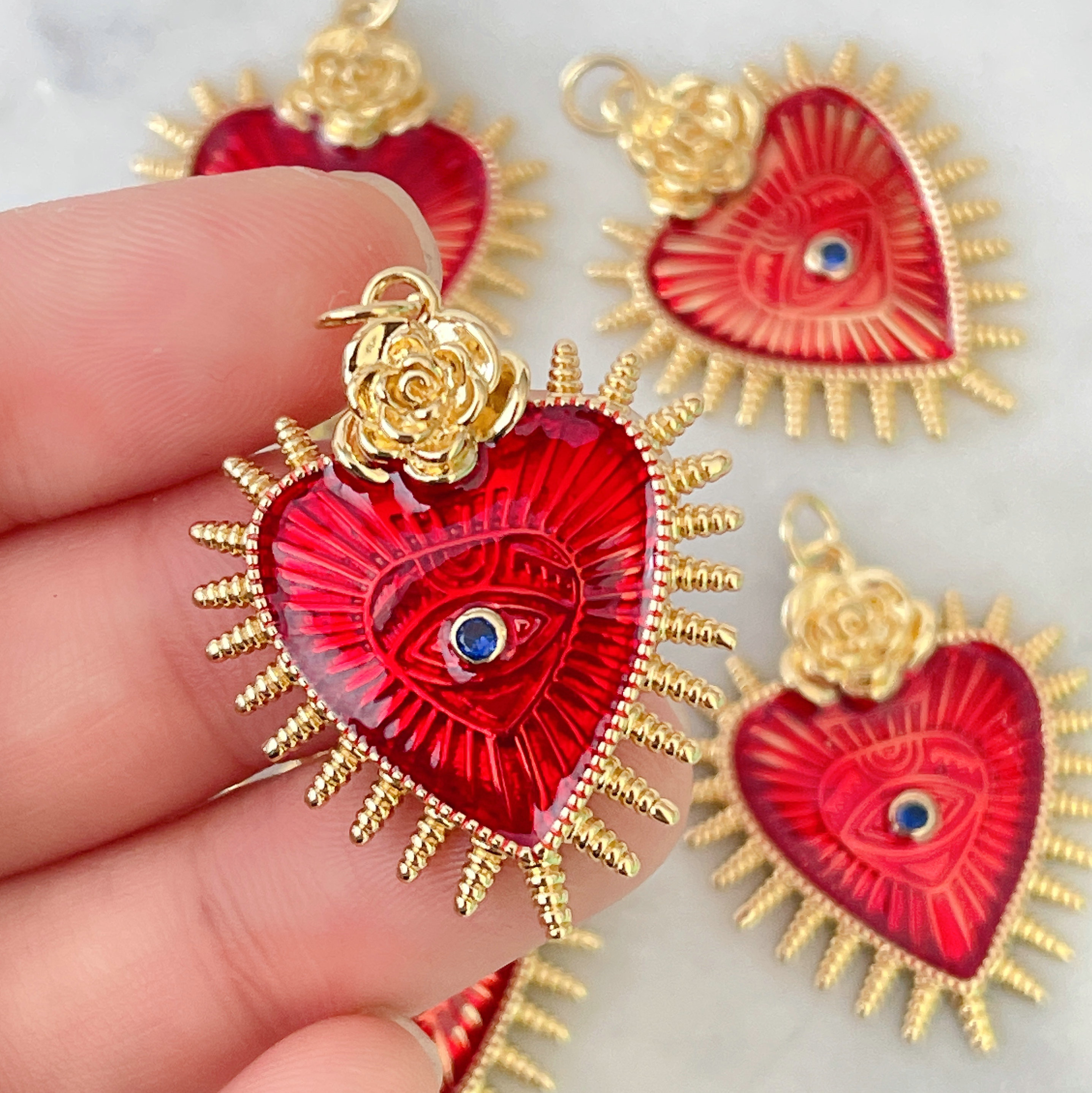 Red Enamel Heart Charm