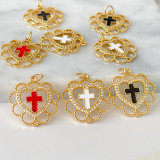 Cross Enamel Heart Charm