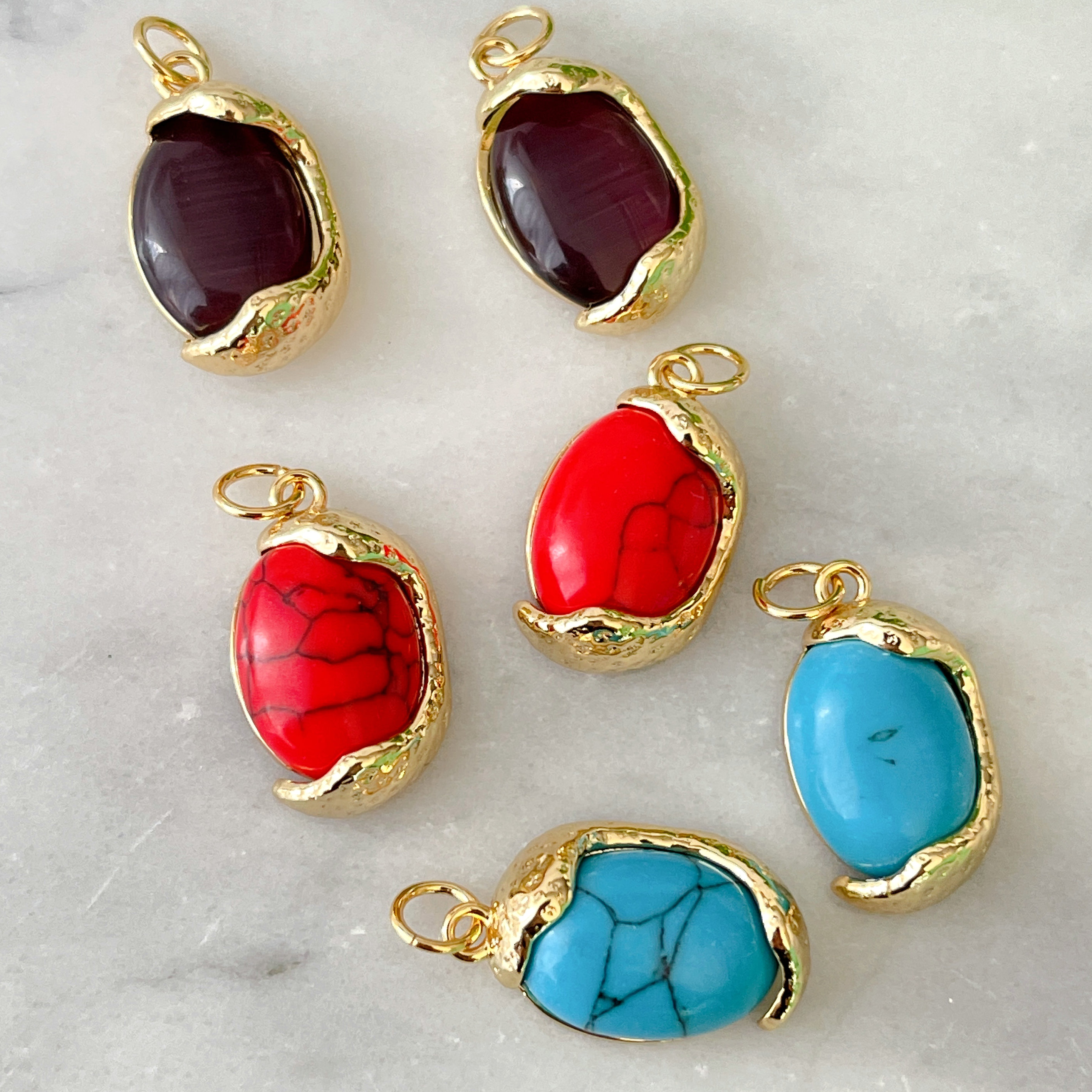 Gemstone Bean Charm