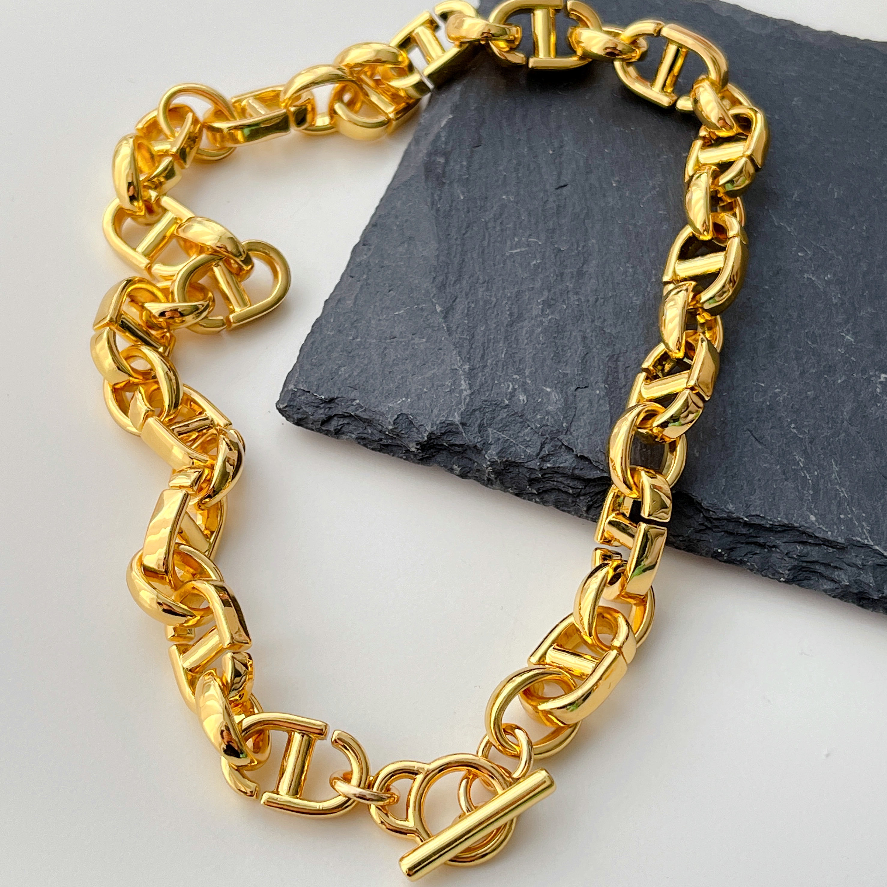 18K Gold Plated High Quality Chunky Chain Necklace 16inch