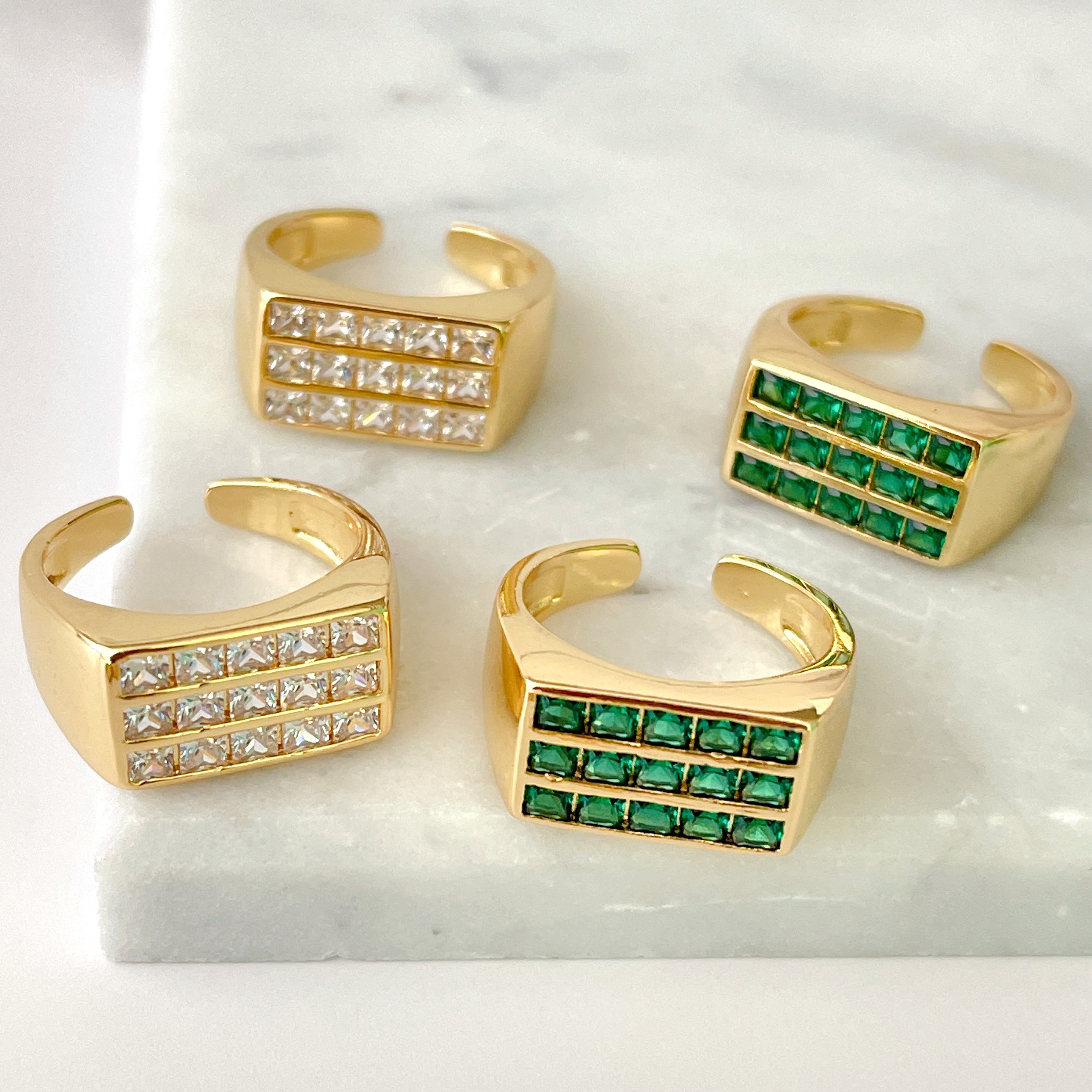 Pave Zircon Elongatedl Adjustable Ring