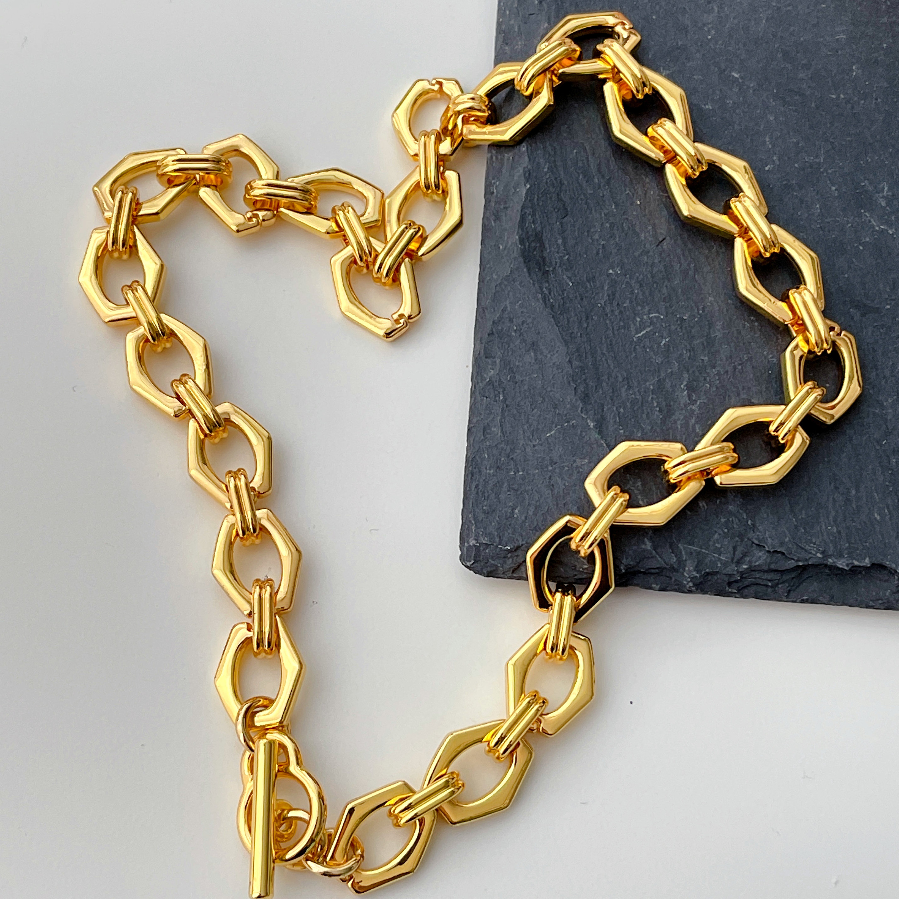 18K Gold Plated High Quality CHunky Chain Necklace 16inch