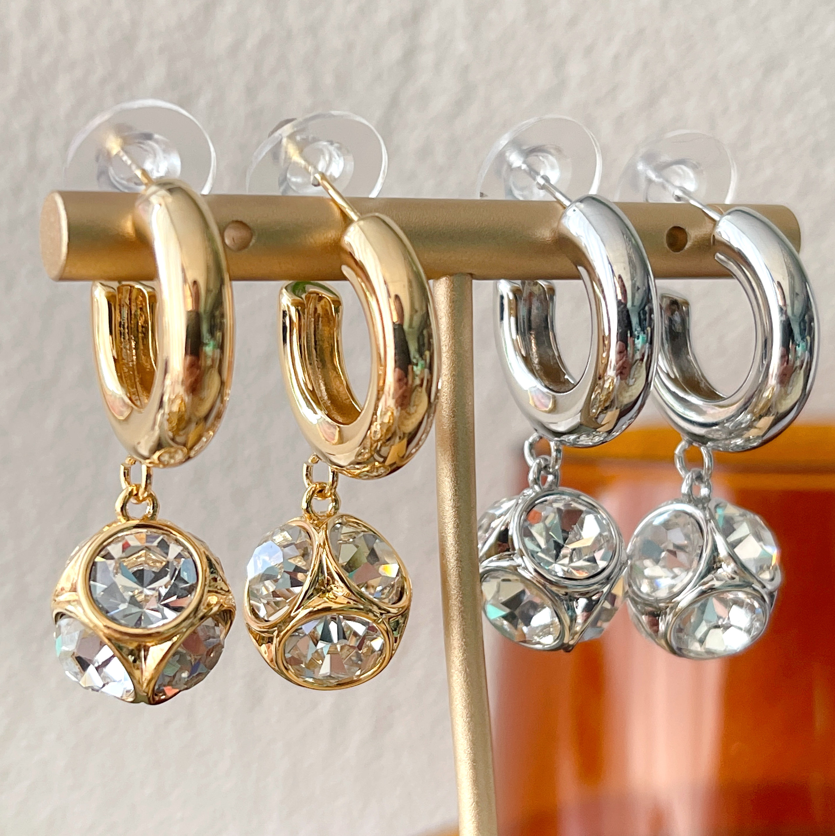 Hoop Earring With Crystal Ball Pendant CMEADL-2447851