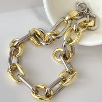 Copy 18K Gold Plated High Quality Two Color Chunky Chain Necklace 16inch