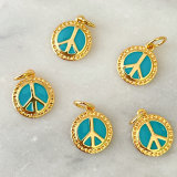 Blue Round Peace Charm