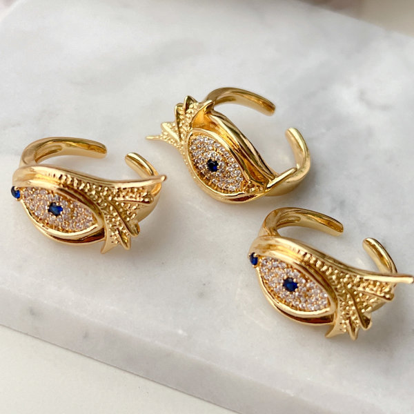 Pave Zircon Eye Adjustable Ring