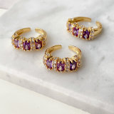 Pave Zircon Eye Adjustable Ring In Purple Color