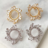 Pave Zircon Sun Flower Earrings