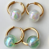 Big Hoops Earrings With Acrylic Ball