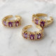 Pave Zircon Eye Adjustable Ring In Purple Color