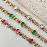Stainless Steel Cuban Colorful Beads Bracelet
